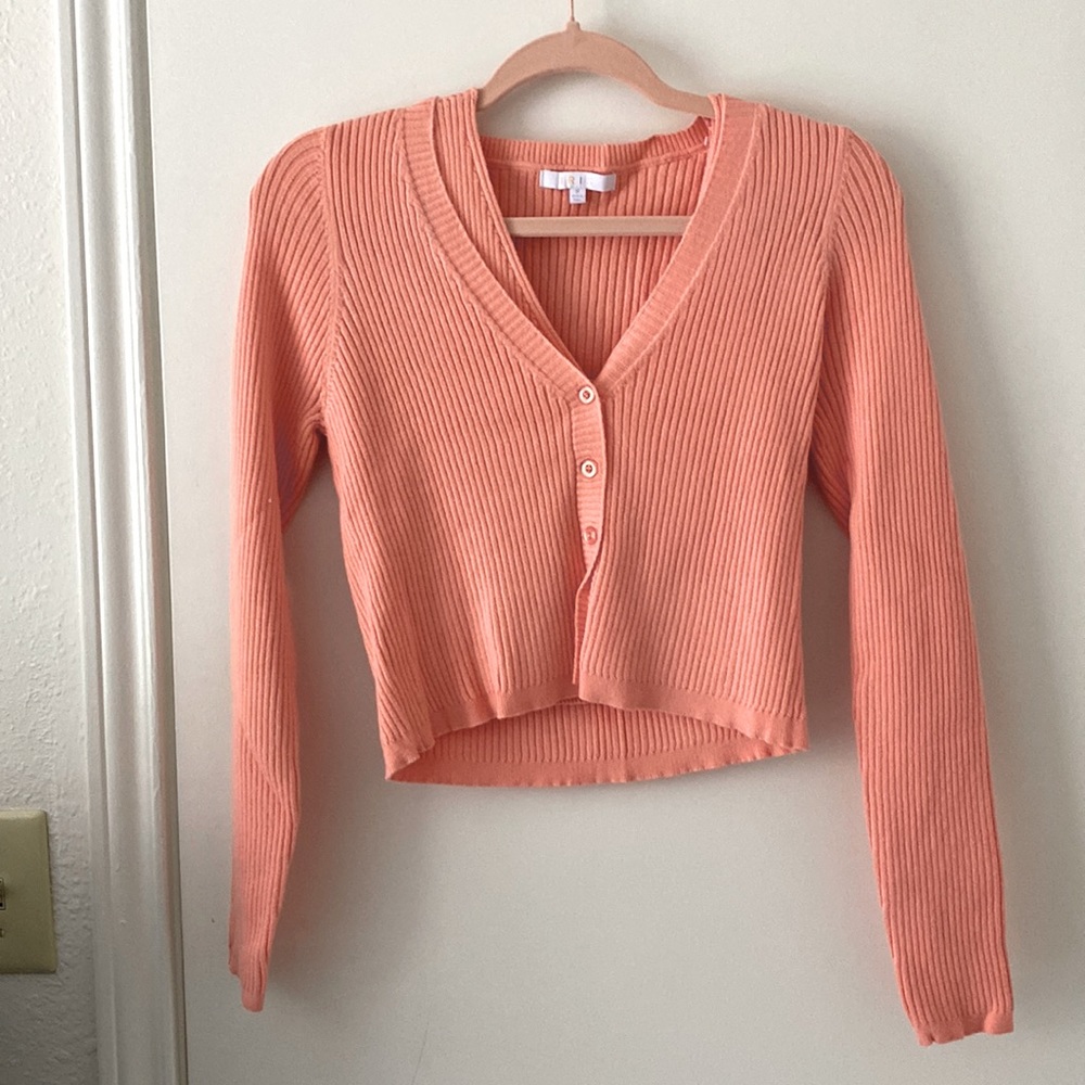 Stunning Coral Crop Light Sweater & Tank
